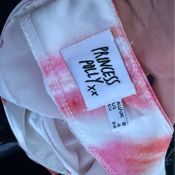 3/$20⚡️ Princess Polly White Pink Orange Tie Dye Side Slit Mini Skirt Fun Funky - Picture 2 of 13